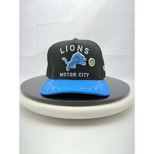 New Era Detroit Lions 2025 Draft Black 59FIFTY A-Frame Fitted Hat Size 7 3/8 NFL